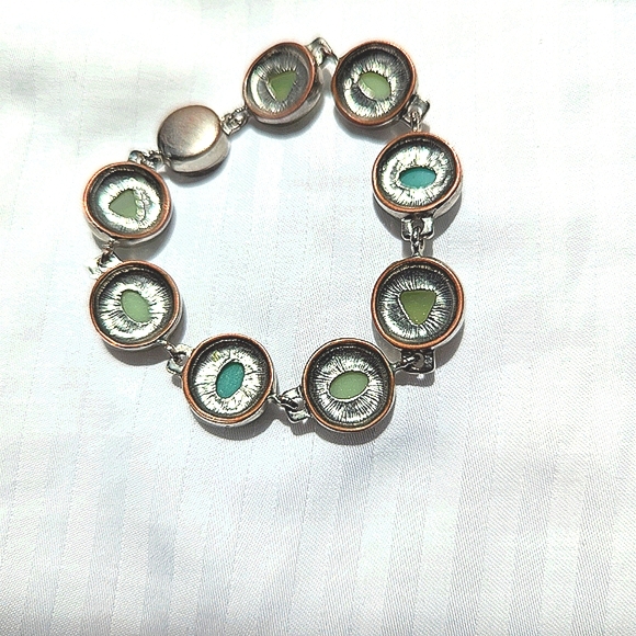 Metaphor Silver Bracelet with Green Accents - Picture 3 of 3